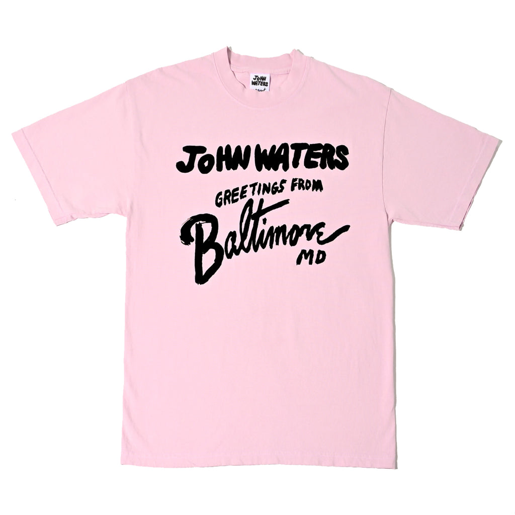 John Waters "Greetings From Baltimore" Short Sleeve Pink Tee